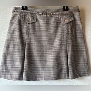 Topshop Beige and Black Plaid A-Line Mini Skirt